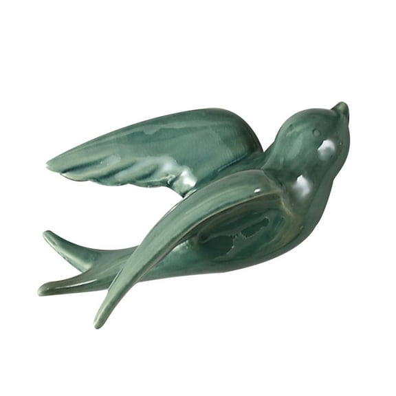 WEAVILUX Green Wall Decoration Ceramic Bird Shape 1Set 6.5*4.7in