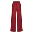 thumbnail image 4 of lcziwo Straight Leg Linen Pants for Women Drawstring Elastic High Waist Strousers with Side Pockets Pant Casual Summer 2025 Trousers Red,XXL, 4 of 5