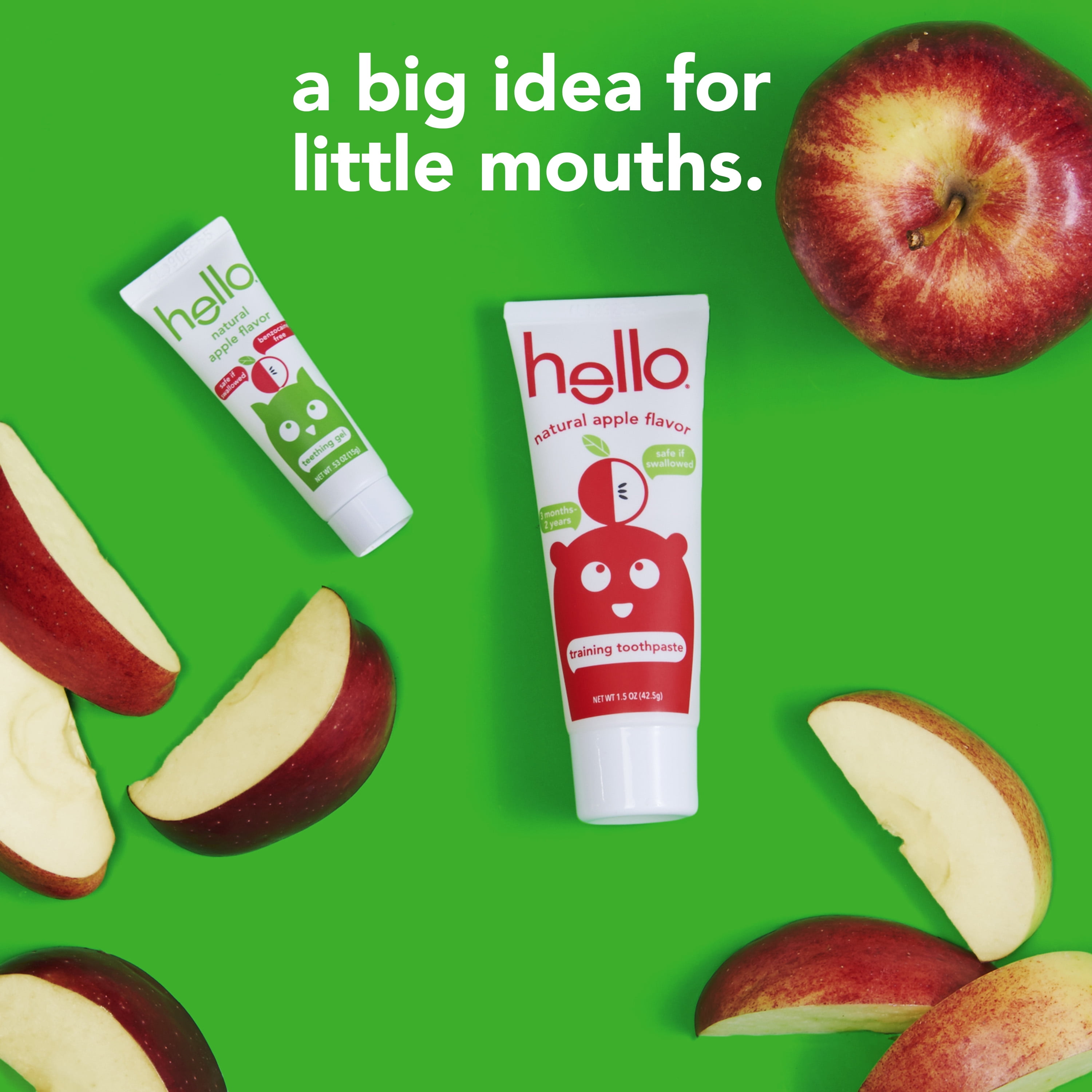 Hello Teething Gel Natural Apple Flavor with Clove Oil Aloe Vera 0.53oz