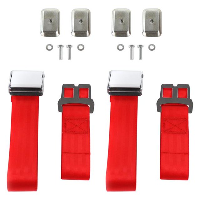 Ceinture de Sécurité Rouge avec Support pour Avion Type 2 1949-1967 2 Points - 2 Ceintures