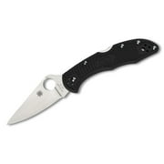 Spyderco Delica 4 Lightweight Black FRN Flat Ground PlainEdge Folding Knife