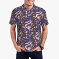 thumbnail image 2 of Balery Snake And Floral Printed Men’s Short Sleeve Polo Shirt, Midweight Men's Shirt,Golf Polo shirts -XX-Large, 2 of 8