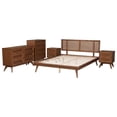 thumbnail image 2 of Baxton Studio Nura Walnut Brown Wood and Rattan Queen Size 5-Piece Bedroom Set, 2 of 14