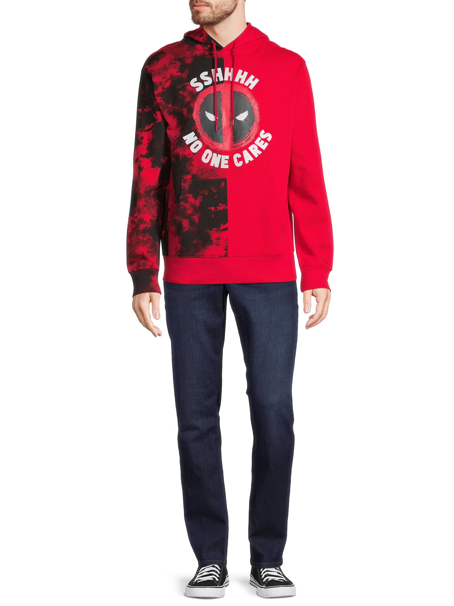 Marvel Men's Washed Deadpool No One Cares Graphic Pullover Hoodie with Long  Sleeves, Sizes S-3X