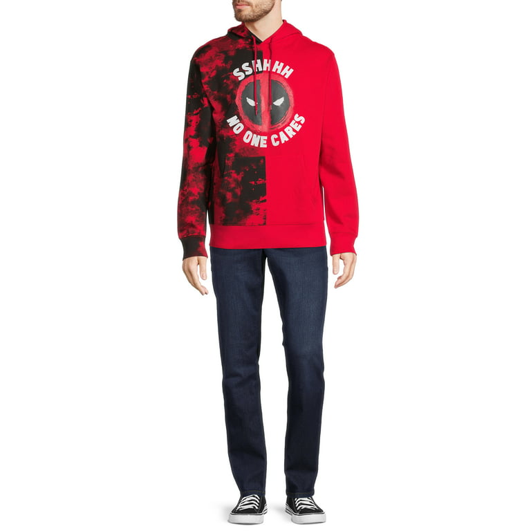 One Graphic Cares Hoodie with Marvel Pullover No Sleeves, Sizes Men\'s Washed Deadpool S-3X Long