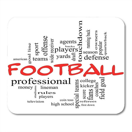 SIDONKU Football Word Cloud in Red Caps Great Terms Such As Yards Touchdown Season Quarterback Fans Games Draft Mousepad Mouse Pad Mouse Mat 9x10