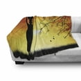 thumbnail image 3 of African Soft Flannel Fleece Throw Blanket, Silhouette of a Local Lady with Pot on the Head at Sunset Safari Illustration, Cozy Plush for Indoor and Outdoor Use, 70" x 90", Black Orange, by Ambesonne, 3 of 6