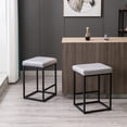 thumbnail image 2 of Counter Height 24" Bar Stools Set of 2 for Kitchen Counter Backless Modern Barstools Industrial Upholstered Faux Leather Stools Farmhouse Island Chairs,Support 330 LBS,(24 Inch, Gray), 2 of 7