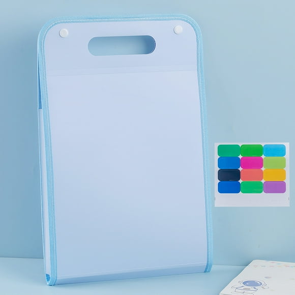 Nvzi Carpeta impermeable extensible (2 unidades), organizador vertical de archivos A4 con asa, bolsa de mano portátil vertical A4, bolsillos de plástico transparente tipo sobre (azul)