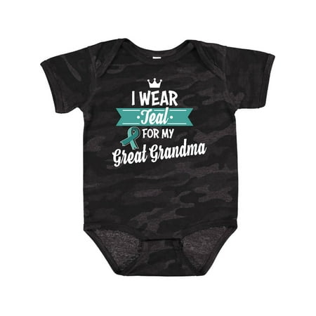 

Inktastic I Wear Teal For My Great Grandma with Teal Ribbon in White Gift Baby Boy or Baby Girl Bodysuit