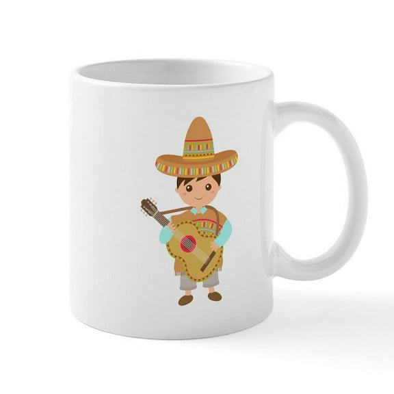 CafePress - Cute Boy Guitar Mexican Fiesta Mugs - 11 oz Ceramic Mug - Novelty Coffee Tea Cup