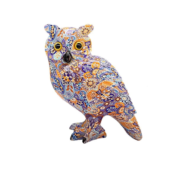 Estatua de búho, animal, escaparate, estante, librería, figurita de escritorio, escultura, artesanía Lado Morado Colorido
