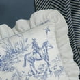 thumbnail image 5 of GLORY SEASON Throw Pillow Covers Set of 2 French Village Printed Linen Fabric Square Pillow Cases Retro Ruffle Flounces Trim 18 x 18 In, 5 of 8