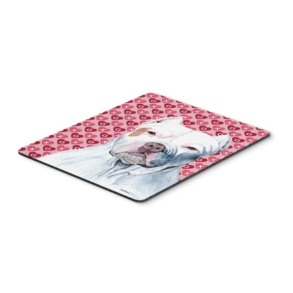 "Pit Bull Hearts Love and Valentines Day Portrait Mouse Pad Hot Pad or Trivet"