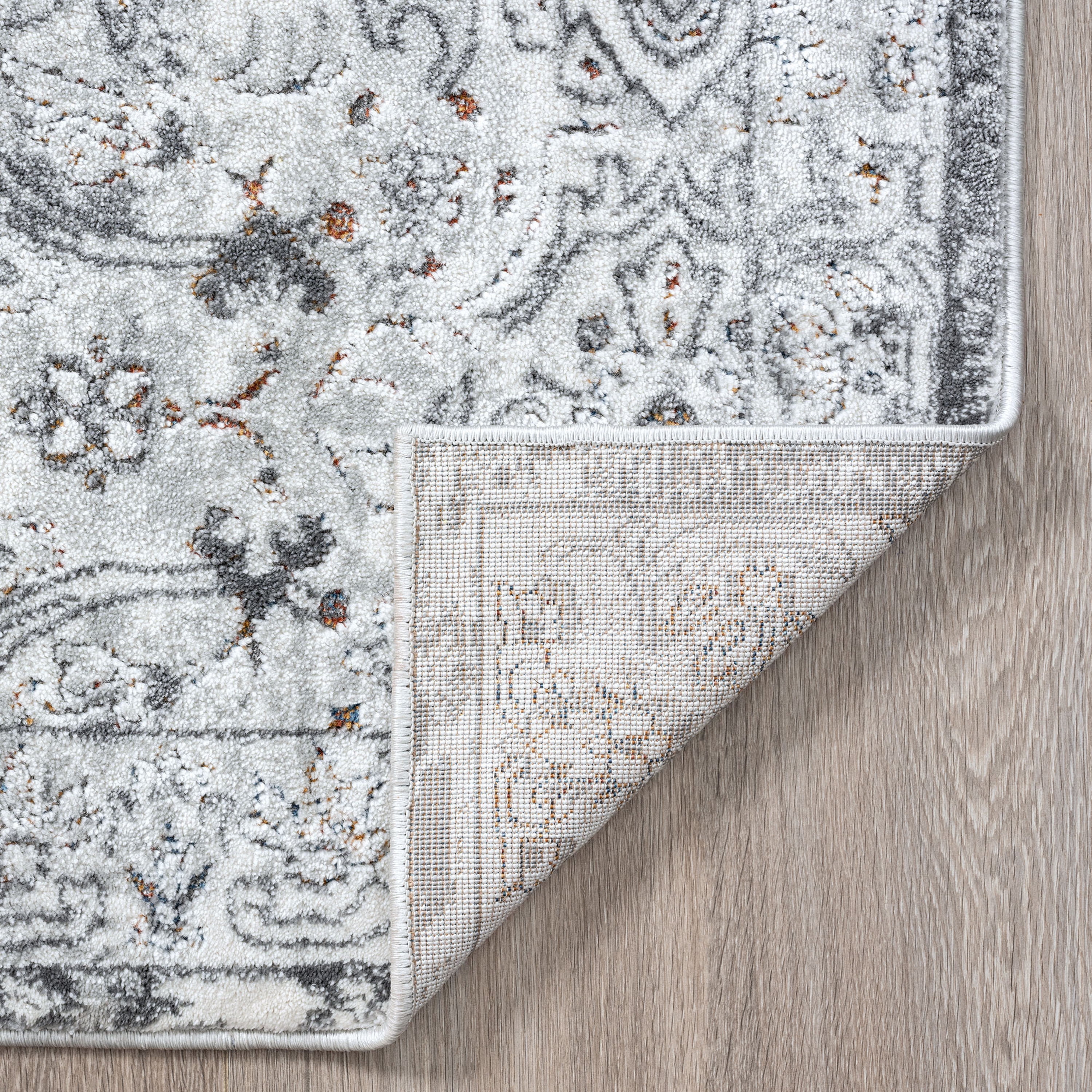 Traditional 5x8 Area Rug (5'3'' x 7'3'') Floral Gray, Teal Living Room Easy to Clean