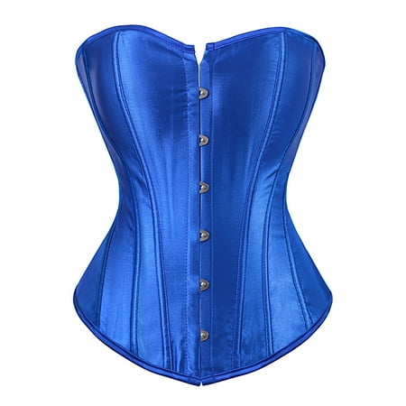 Corset Top For Women Bustier Lingerie for Women Stain Overbust Vintage Waist Cincher Blue S