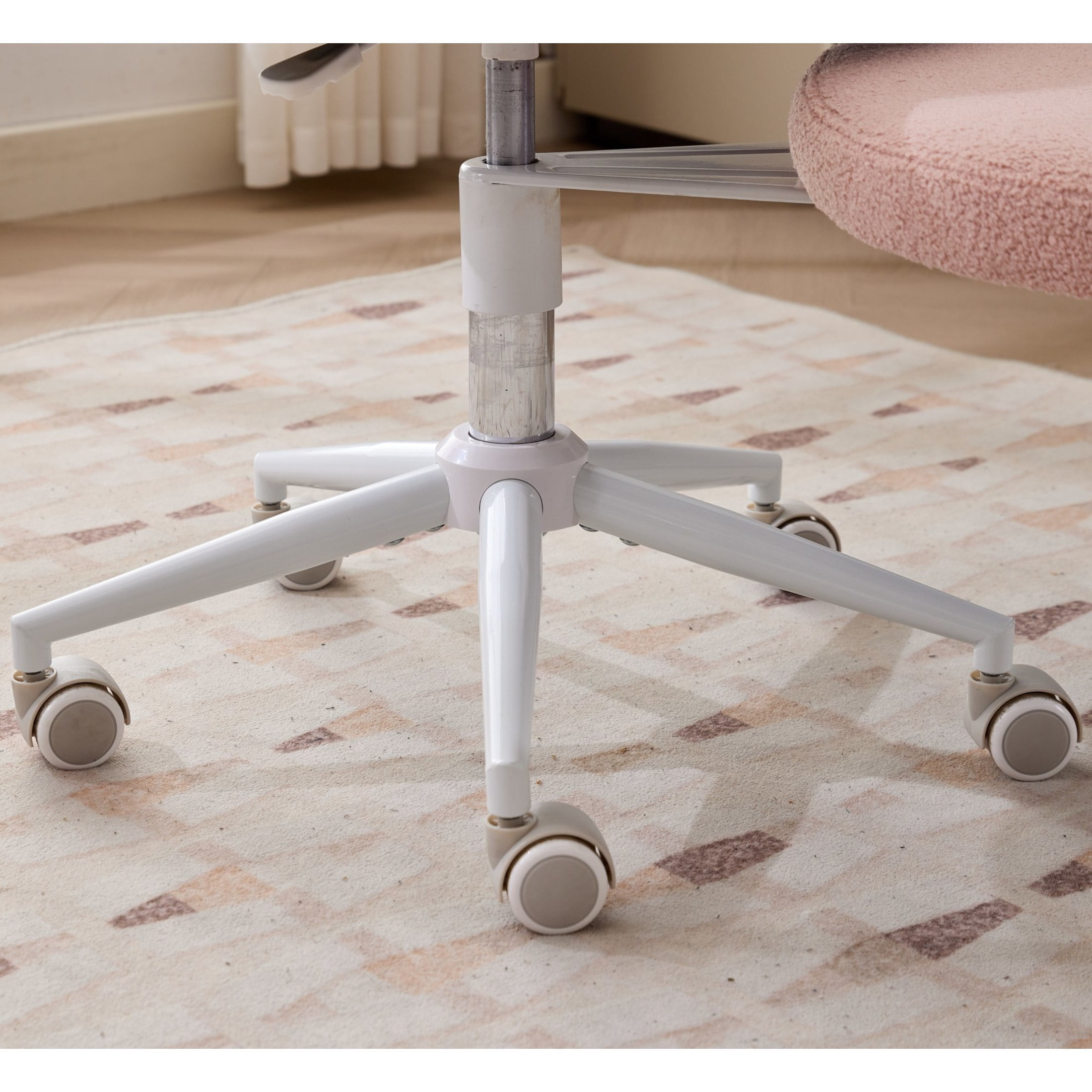 Noble House Meditation Office Chair, Cross-Legged Desk Chair with Swivel Footstool, Lumbar Support, Pink