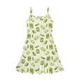 thumbnail image 7 of Uourmeti Green Pickles Print Girls Dress Summer Sleeveless Kids Sundress Cute Spaghetti Strap A Line Midi Swing Dress for Kids Special Occasion,3-14t, 7 of 7