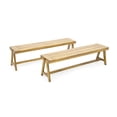 thumbnail image 2 of GDF Studio Clarence Outdoor Acacia Wood Dining Benches, Set of 2, 2 of 11