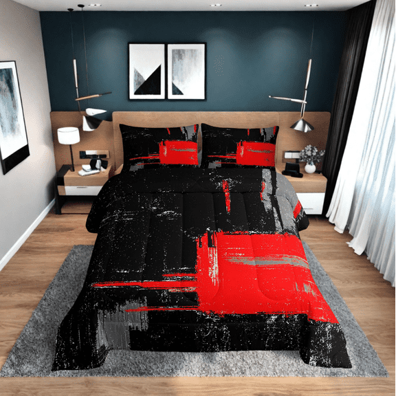 Erosebridal Watercolor Abstract Bedding Sets Twin with Comforter, Retro Geometric Duvet Insert, Teens Adults, Breathable 2pcs