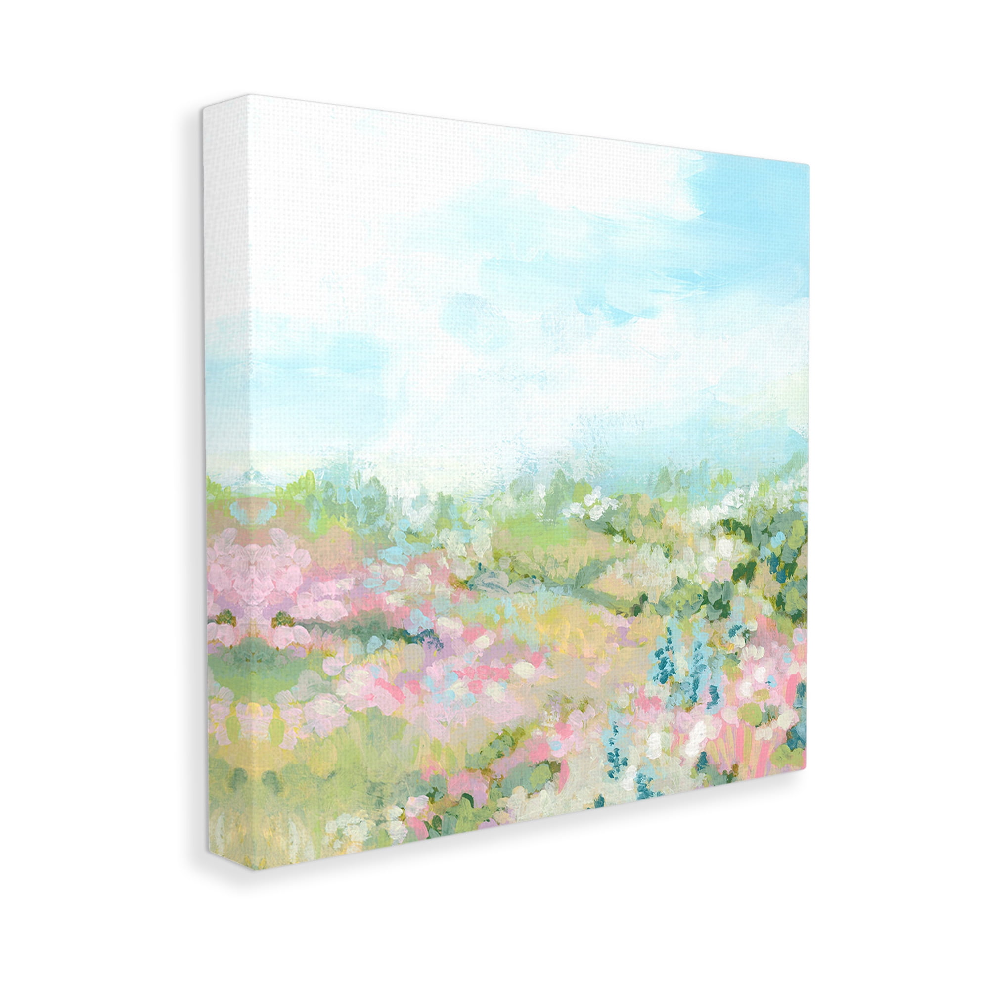 Stupell Industries Pastel Cloudy Meadow Landscape Painting Gallery Wrapped Canvas Art Print Wall Art, 30 x 30