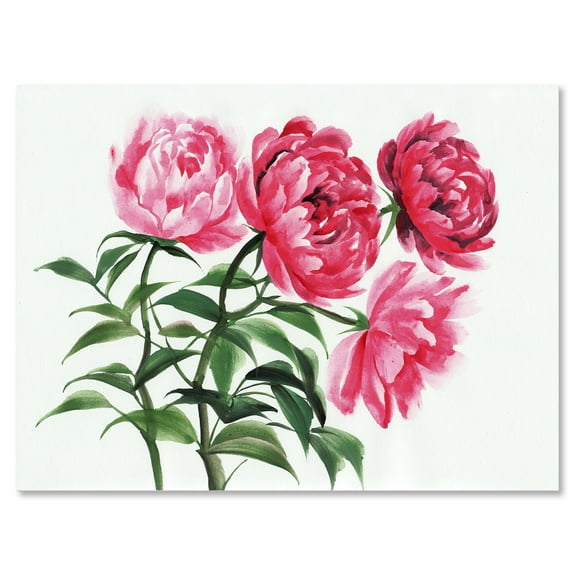 Designart ' Abstract Four Vintage Pink Peonies ' Traditional Canvas Wall Art Print
