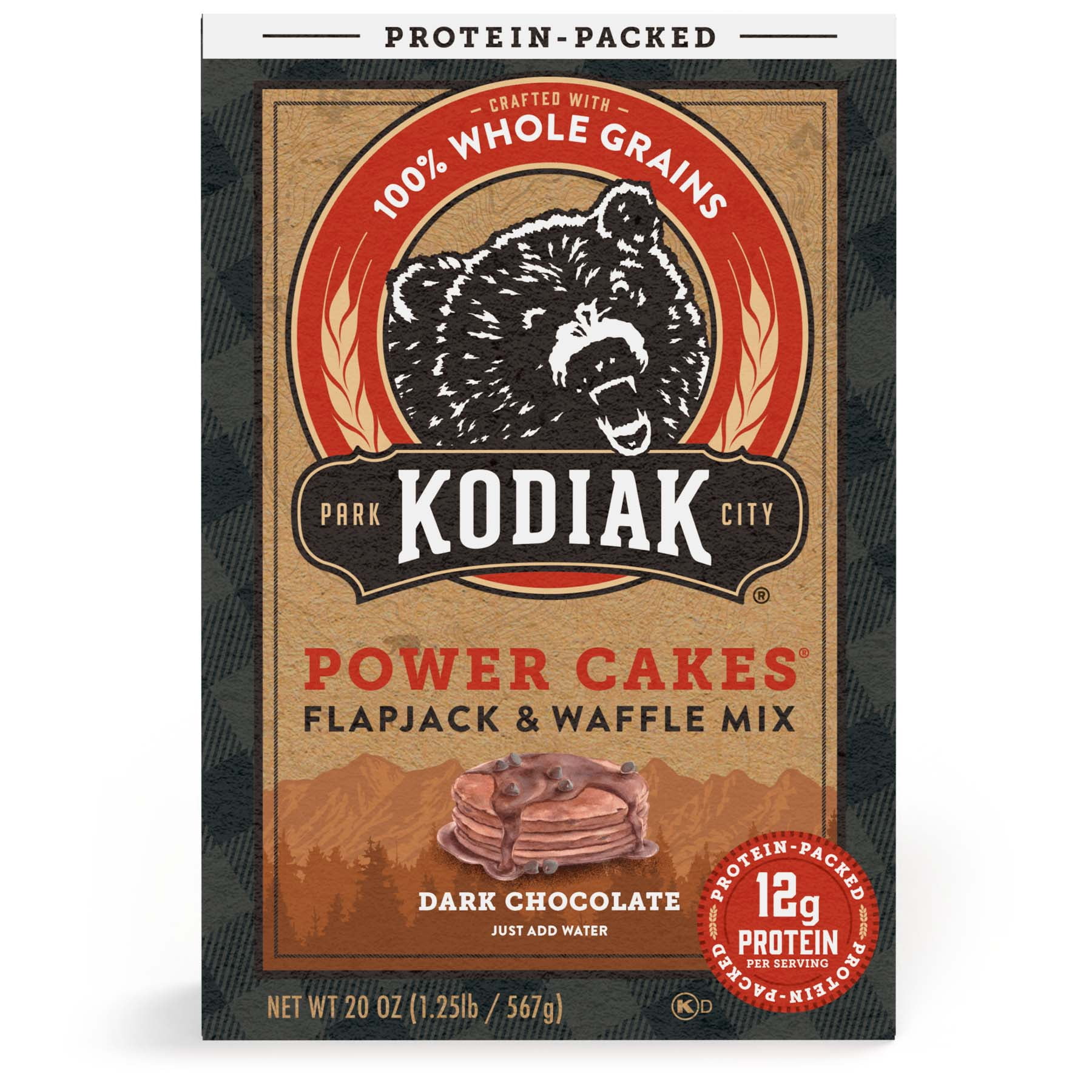Kodiak Protein-Packed Power Cakes Dark Chocolate Flapjack and Waffle Mix, 18 oz