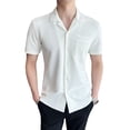 thumbnail image 4 of Men Waffle Business Button Down Slim Fit Dress Shirts Short Sleeve Formal Blouse, 4 of 9