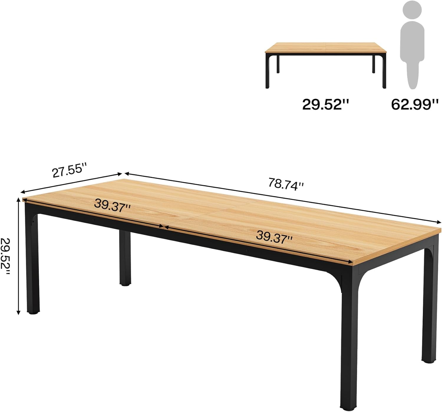 Tribesigns Collection Industrial Tow Person Workstation Adjustable Desk, Black