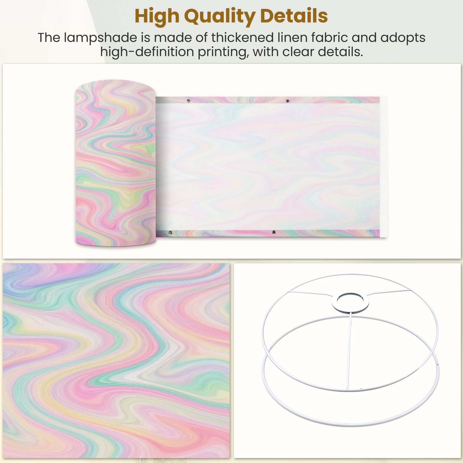 Linen Drum Lampshades Marble seamless neon colors 13"x13"x10" Light Shade for Table Lamps Floor Lamp Shades Lampshade Replacement Assembly Required