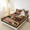 thumbnail image 4 of jejeloiu Wild Deer Bear Queen Sheet Sets,Rustic Western Aztec Flat Sheet,Boho Tribal Style Queen Fitted Sheet For Boys Kids,Microfiber Bedroom Decor,4-Piece, 4 of 7
