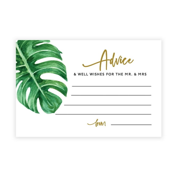 Koyal Wholesale Tropical Monstera Leaf Wedding Advice & Well Wishes Guest Book Cards for Bride and Groom, 56 Pack