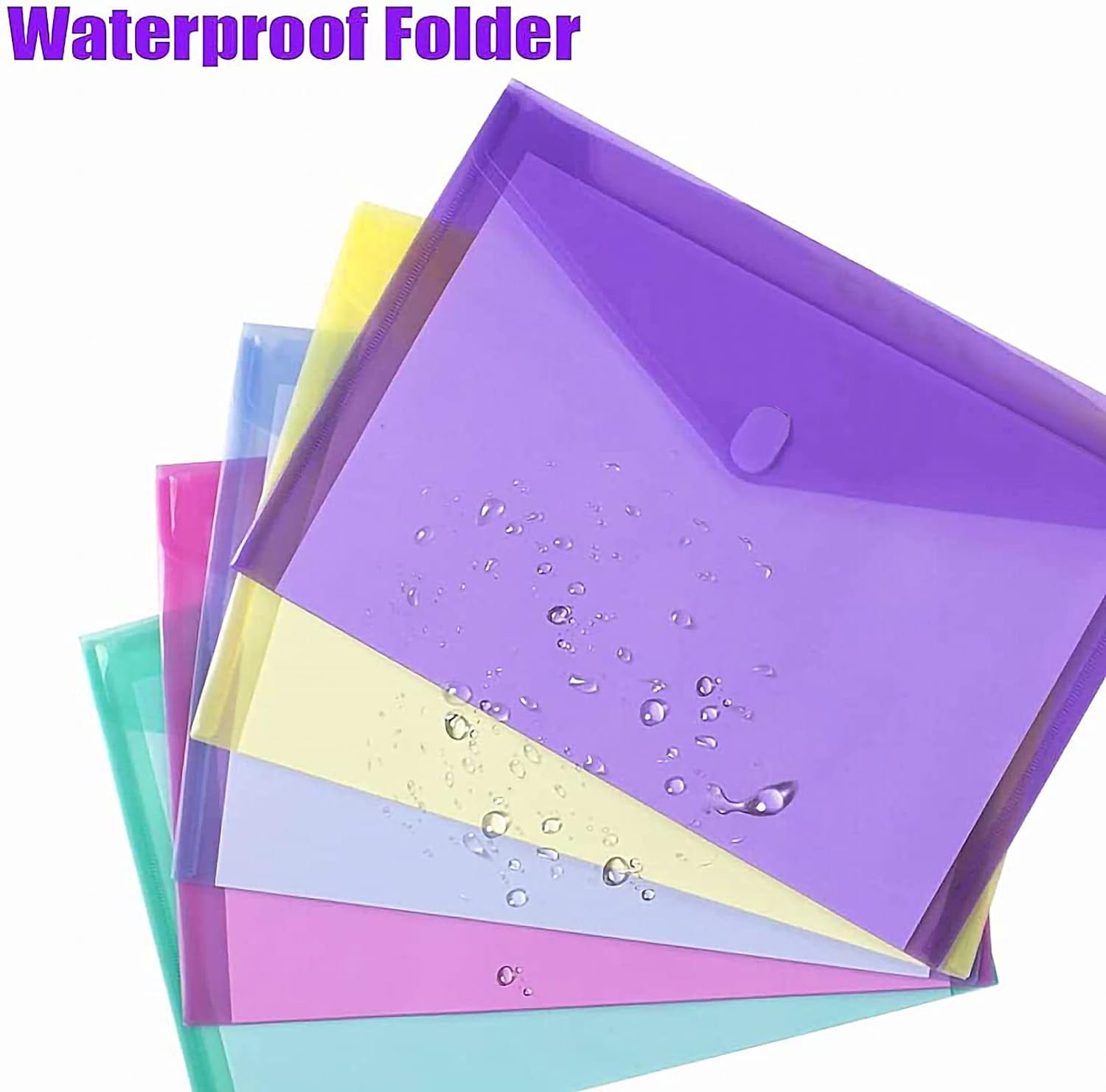 30 Pack Plastic Envelopes Poly Envelopes, HeavyDuty File Folders, Clear Folders with Pockets, Folders for Documents Letter A4 Size, Filing Folders, Paper Storage, Office School, 5Colored