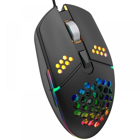 Wired Gaming Mouse  Computer Mouse with Honeycomb Shell  4 Adjustable DPI  Ergonomic RGB Optical Gamer Mice Mouse with Fan for Laptop PC Mac