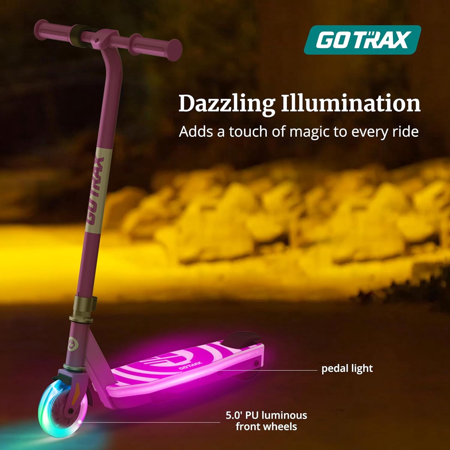 GOTRAX Scout Pro Kids Electric Scooter for Ages 4-7, 5" Flash Front Wheel , Kick Scooter Unisex Black