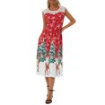thumbnail image 4 of Pudcoco Women's Dress Christmas Style Pattern Lace Sleeveless Midi Dress, 4 of 9