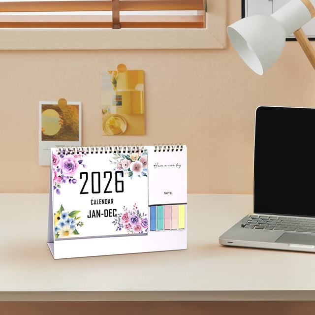 The Office Calendar,Office Desktop Calendar 2026, English Multi Function Pocket Calendar with Day Month Clock