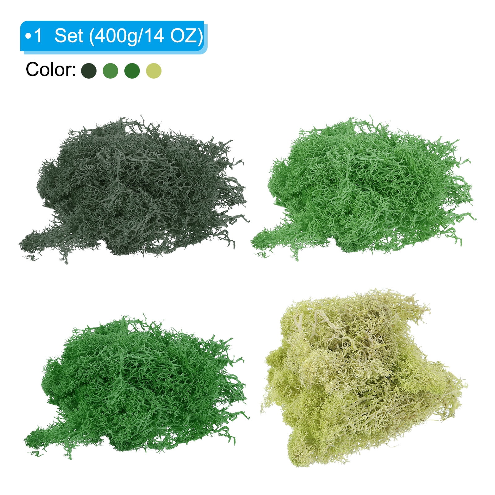 Uxcell Fake Moss, Preserved Reindeer Moss Artificial Lichen Centerpieces Decor Faux Moss Green/Grass Green/Fruit Green/Light Yellow Green