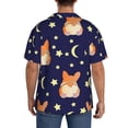 thumbnail image 5 of Xecao offers the Corgi Lying With Moons And Stars for Men's Casual Short-sleeved Shirt, a button-up collared shirt with a pocket, perfect for beach vacations and yacht travel in the Medium size., 5 of 7