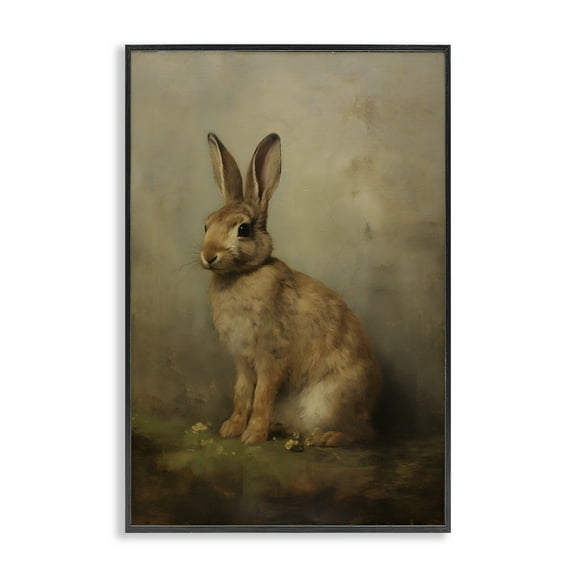 Stupell Industries Brown Bunny Portrait Animals & Insects Painting Black Framed Art Print Wall Art, 12 x 18