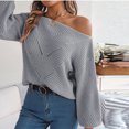 thumbnail image 6 of Lovskoo Sweaters for Women Trendy Casual Long Sleeve Off-The-Shoulder Solid Ladies Warmth Tops Blouse Gray, 6 of 8