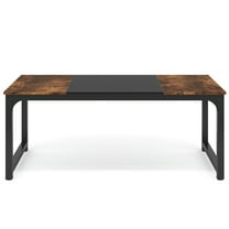 Canddidliike Office Meeting Table, 62.99x31.49x29.52 Inches, MDF & Metal, Rustic Brown Black