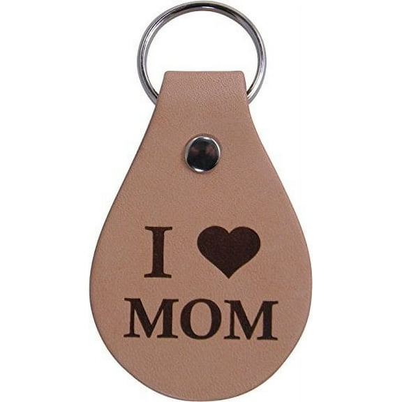 I Love Mom Leather Key Chain - Great Gift for Mothers's Day Birthday or Christmas Gift for Mom Grandma Wife
