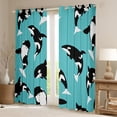 thumbnail image 2 of Killer Whale Blackout Curtains, Cartoon Killer Whale Curtains for Bedroom, Coastal Sea Animal Window Curtains & Drapes, Kawaii Sealife Room Decor Darkening Curtains, Blue Black White 52"X84", 2 of 5