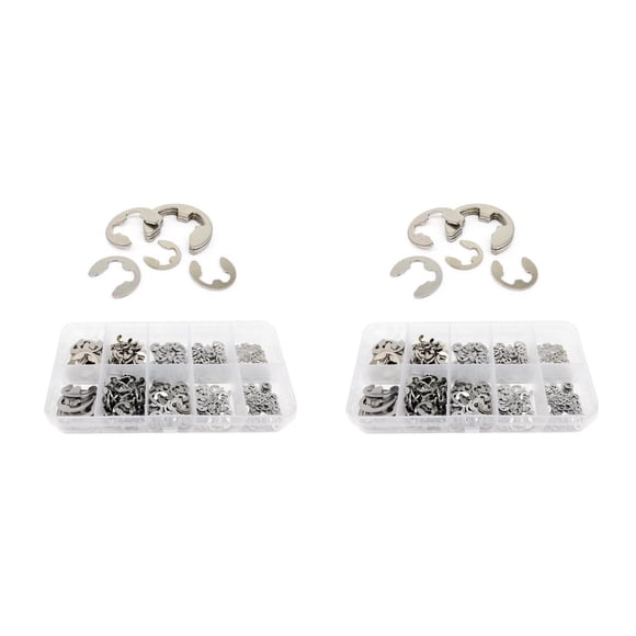 Inteprter Anillos de retención de 580 Uds., práctico anillo de seguridad externo, anillo de presión ligero, abrazadera tipo E, Kits surtidos, lavadora Astilla 2piezas