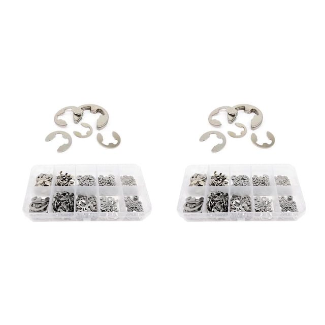 Inteprter Anillos de retención de 580 Uds., práctico anillo de seguridad externo, anillo de presión ligero, abrazadera tipo E, Kits surtidos, lavadora Astilla 2piezas