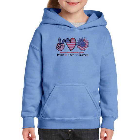 Peace Love America Hoodie Juniors -Image by Shutterstock, Medium