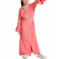 thumbnail image 7 of Muslim Girls Abaya Maxi Dresses Long Sleeve Loose Ramadan Dress Cotton Prayer Islamic Modest Kaftan Arabian Robe, Red, 4 Years, 7 of 7