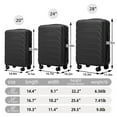 thumbnail image 4 of Tyethy 3 Piece Luggage Sets ABS Hardshell Luggage Suitcase Set for Travel Business, 20"24"28", Black, 4 of 14