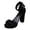 Black, variant on Platform Heels for Women Open Toe High Block Heeled Sandals with Ankle Strap Comfy Suede Pumps Shoes Party Dress Shoes Silver Size 9